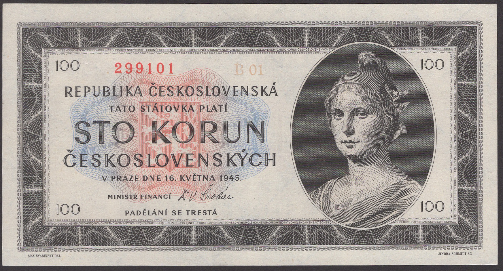 Republika Ceskoslovenska, 50 Korun (2), 1948, serial numbers A48 080411-12, also 100 Korun... - Image 3 of 4