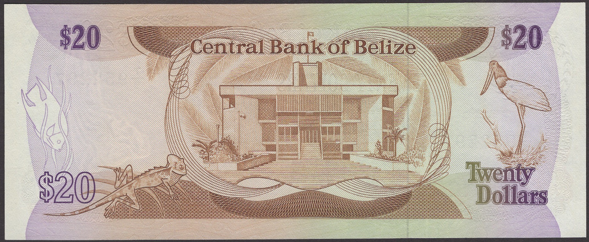 Central Bank of Belize, $20, 1 January 1987, serial number T/9 952297, Slusher, Cain and... - Bild 2 aus 2