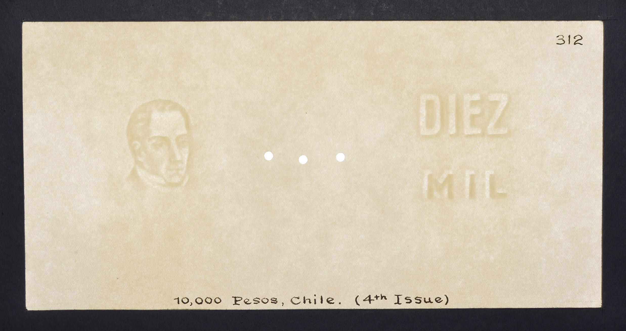 Banco Central de Chile, a complete set of watermarked paper for the 5, 10, 20, 50, 100,... - Image 2 of 9