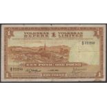 Volskas Bank, Southwest Africa, Â£1, 4 June 1952, serial number A/2 72280, Wolfaardt and...