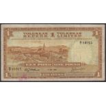 Volksas Bank, Southwest Africa, Â£1, 11 May 1950, serial number A/1 10215, Wolfaardt and...