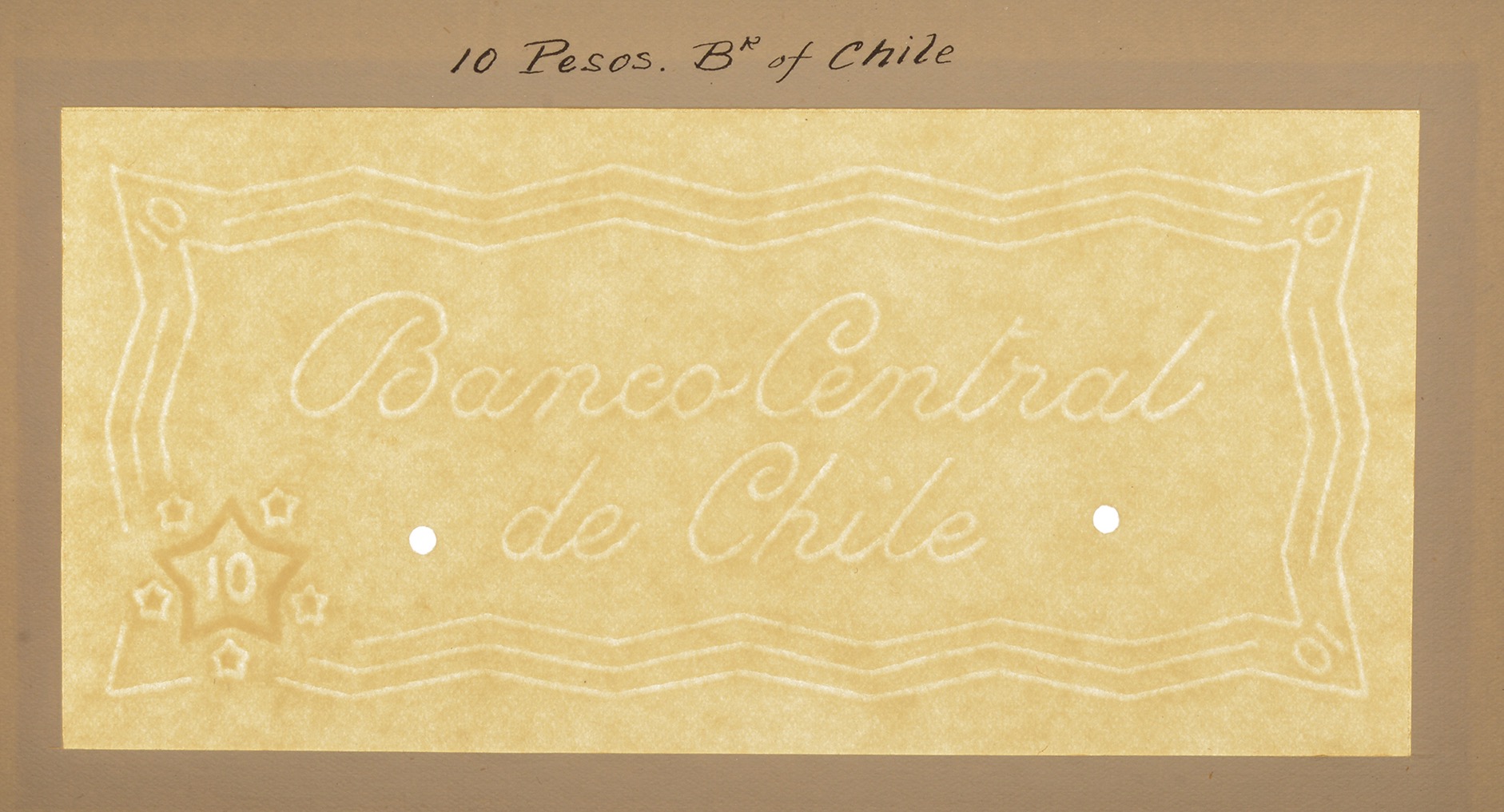 Republica de Chile/Banco Central de Chile, watermarked paper for 10 and 20 Pesos, 1918-25,... - Image 5 of 6