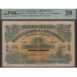 Banco Nacional Ultramarino, Timor, 5 Patacas, 1 January 1924 (1933), serial number 140013,...