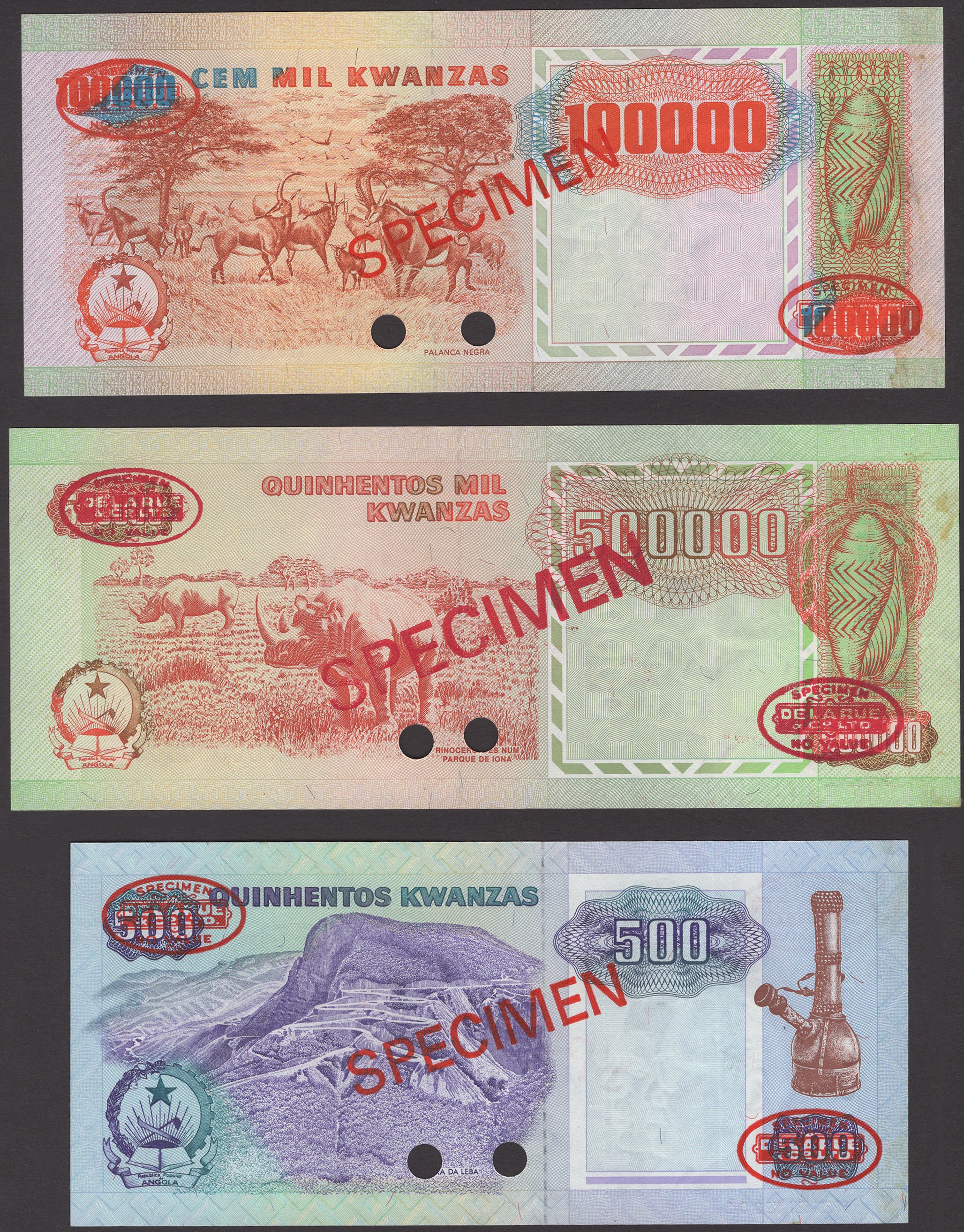 Banco Nacional de Angola, a group of specimens for the 4 February 1991 issue comprising... - Image 2 of 4