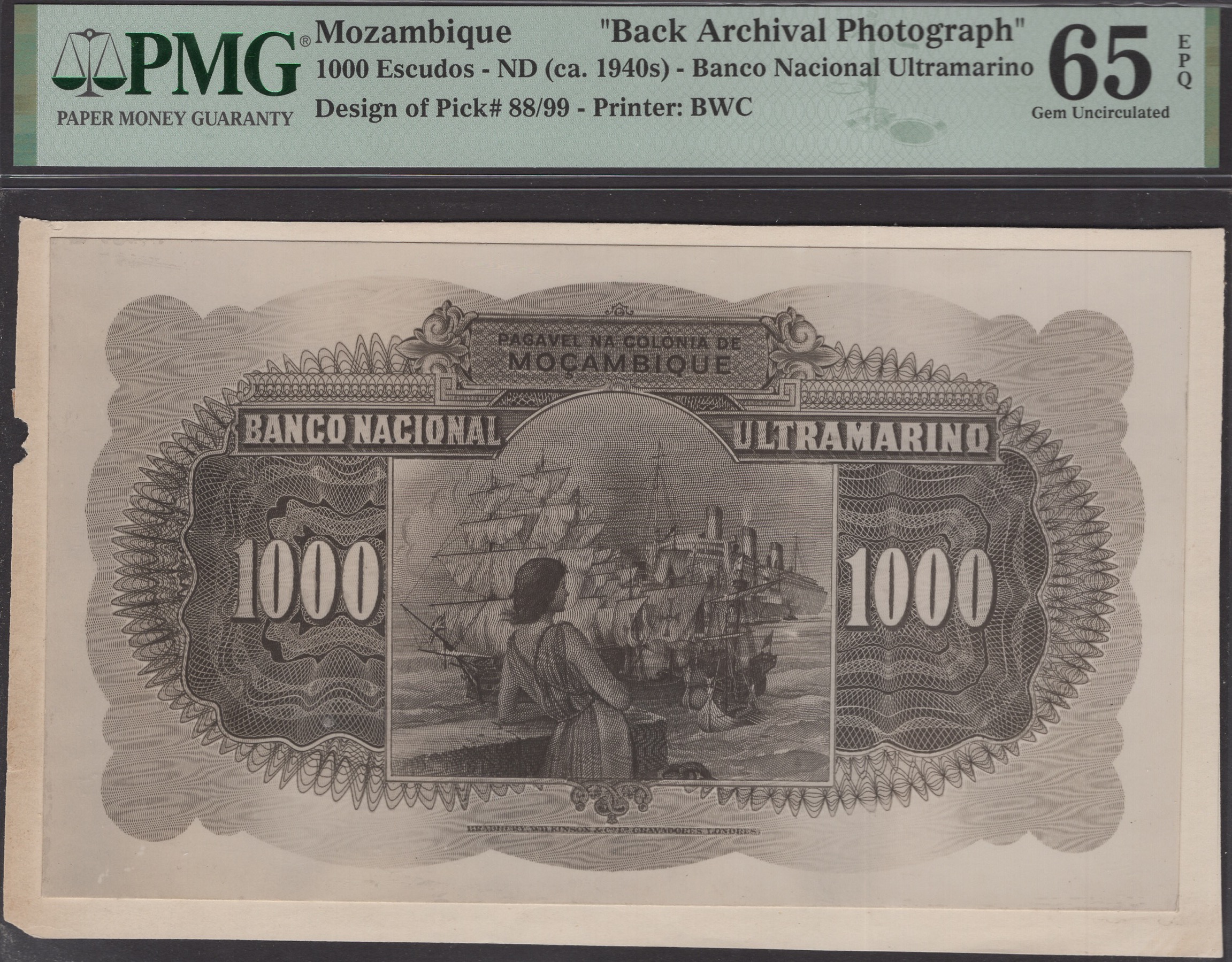 Banco Nacional Ultramarino, Mozambique, obverse (1) and reverse (2) archival photographs... - Bild 5 aus 6