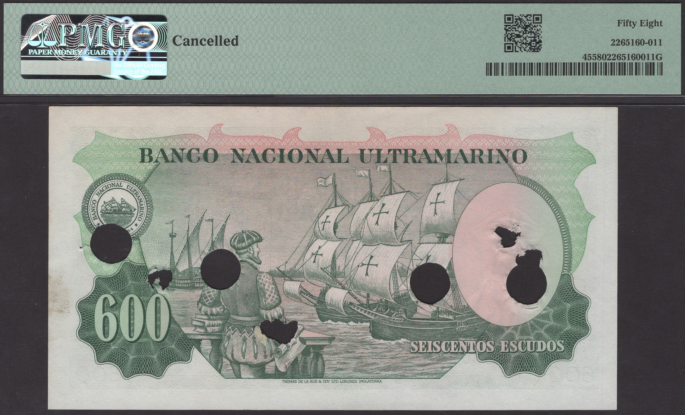 Banco Nacional Ultramarino, Portuguese India, 600 Escudos, 2 January 1959, serial number... - Bild 2 aus 2