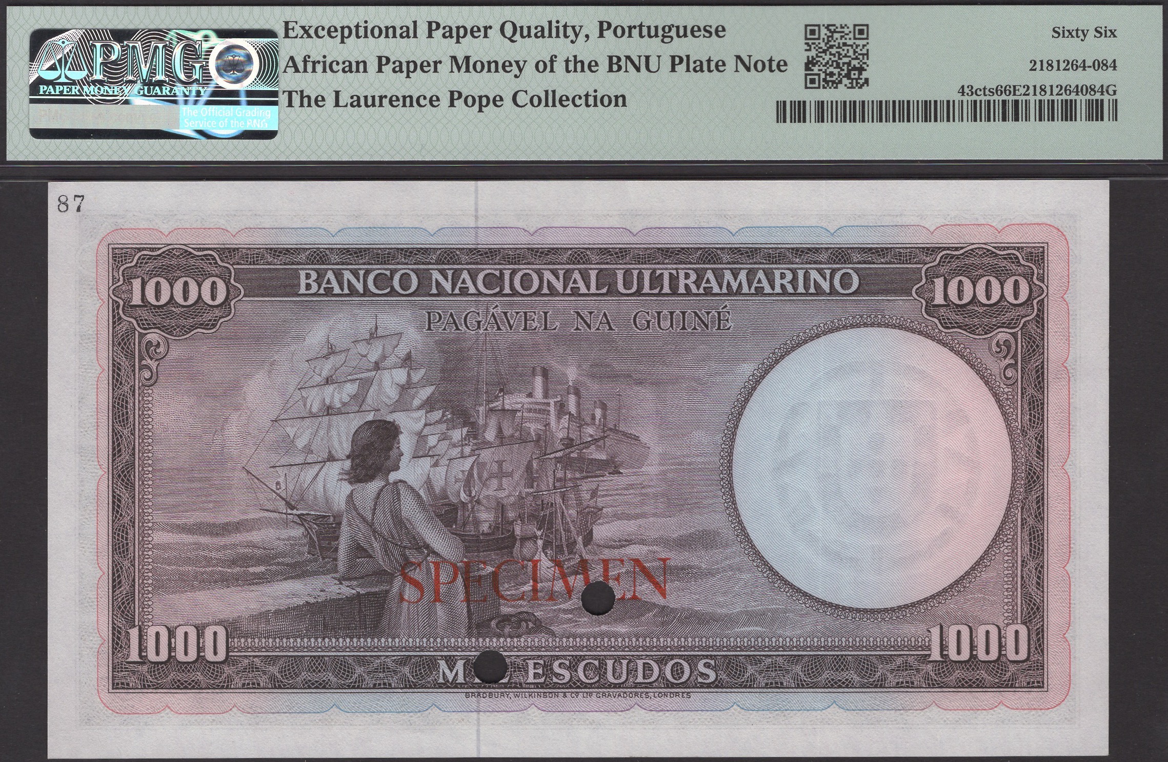 Banco Nacional Ultramarino, Portuguese Guinea, colour trial 1000 Escudos, 30 April 1964,... - Image 2 of 2