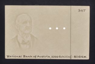 Osterreichsche Nationalbank, watermarked paper as used on the 100 Schilling, 2 January...