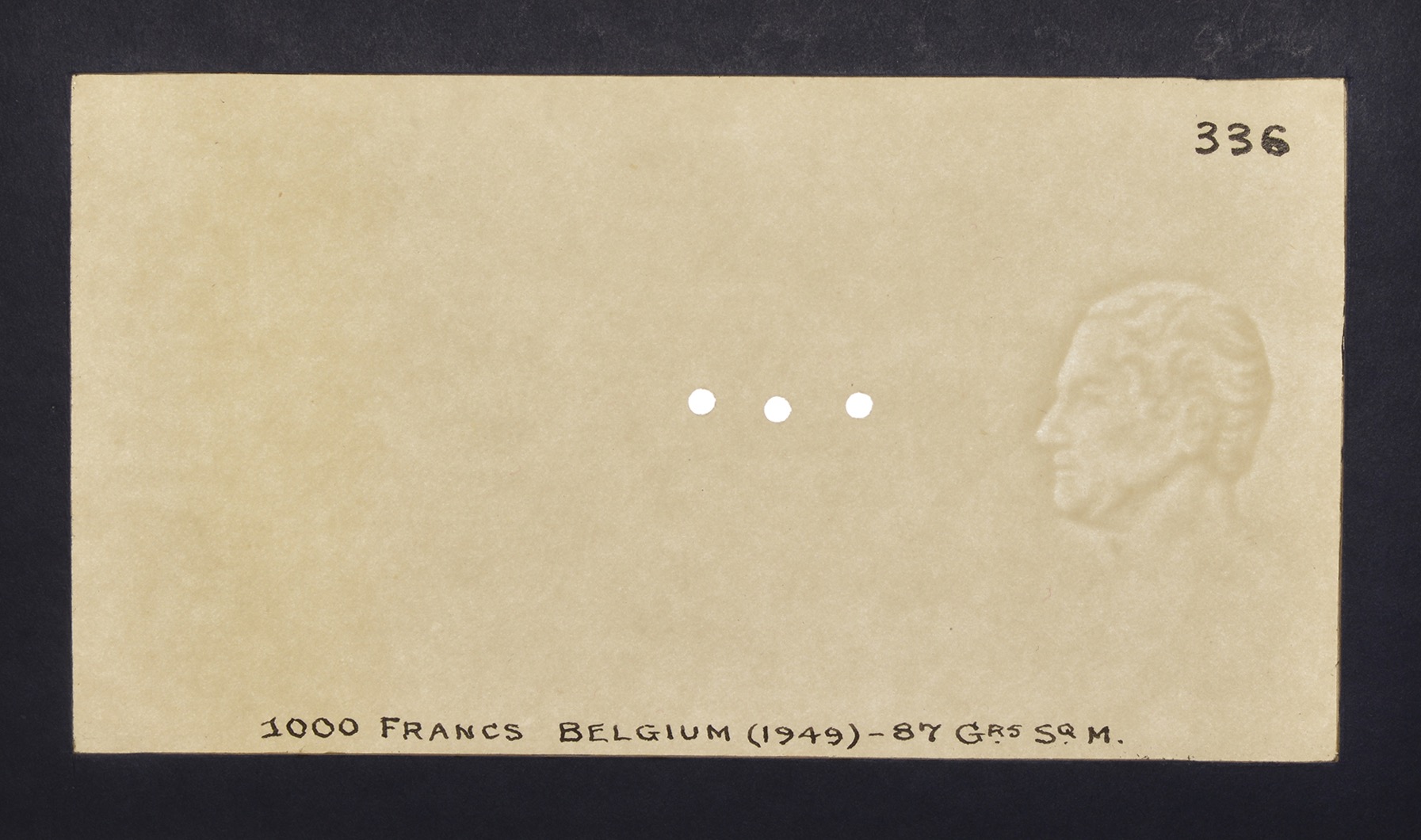 Banque Nationale de Belgique, watermarked papers for 100 Francs and 1000 Francs (4), issue... - Image 4 of 5