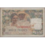 Banque de Madagascar et des Comores, 1000 Francs, ND (1960), serial number D.474-086, fine...