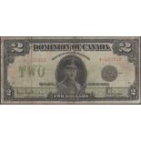 Dominion of Canada, $2, 23 June 1923, serial number A-672422, McCavour and Saunders...