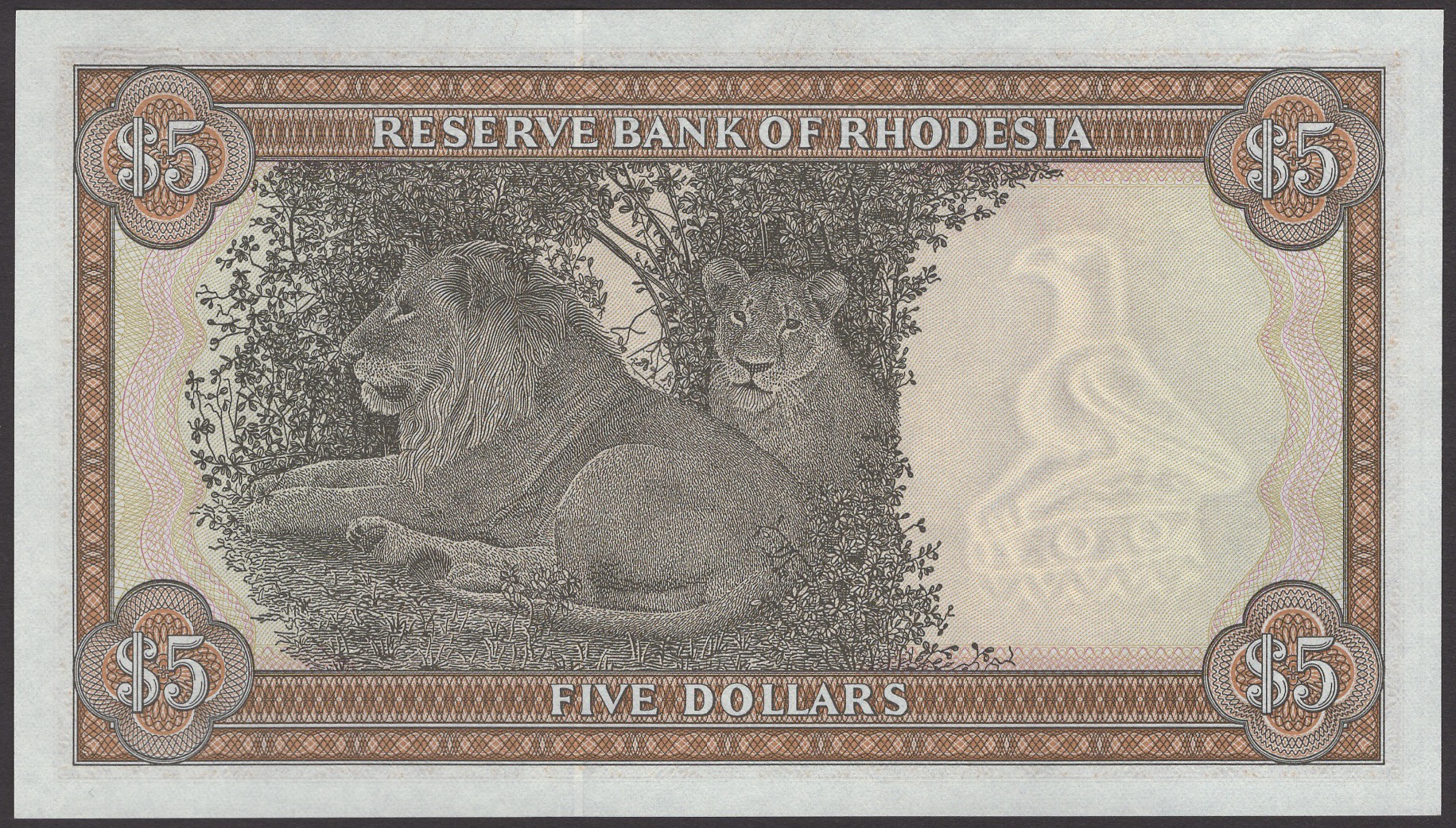 Reserve Bank of Rhodesia, $5 (4), 15 May 1979, consecutive serial numbers M/24 107712-15,... - Bild 4 aus 4