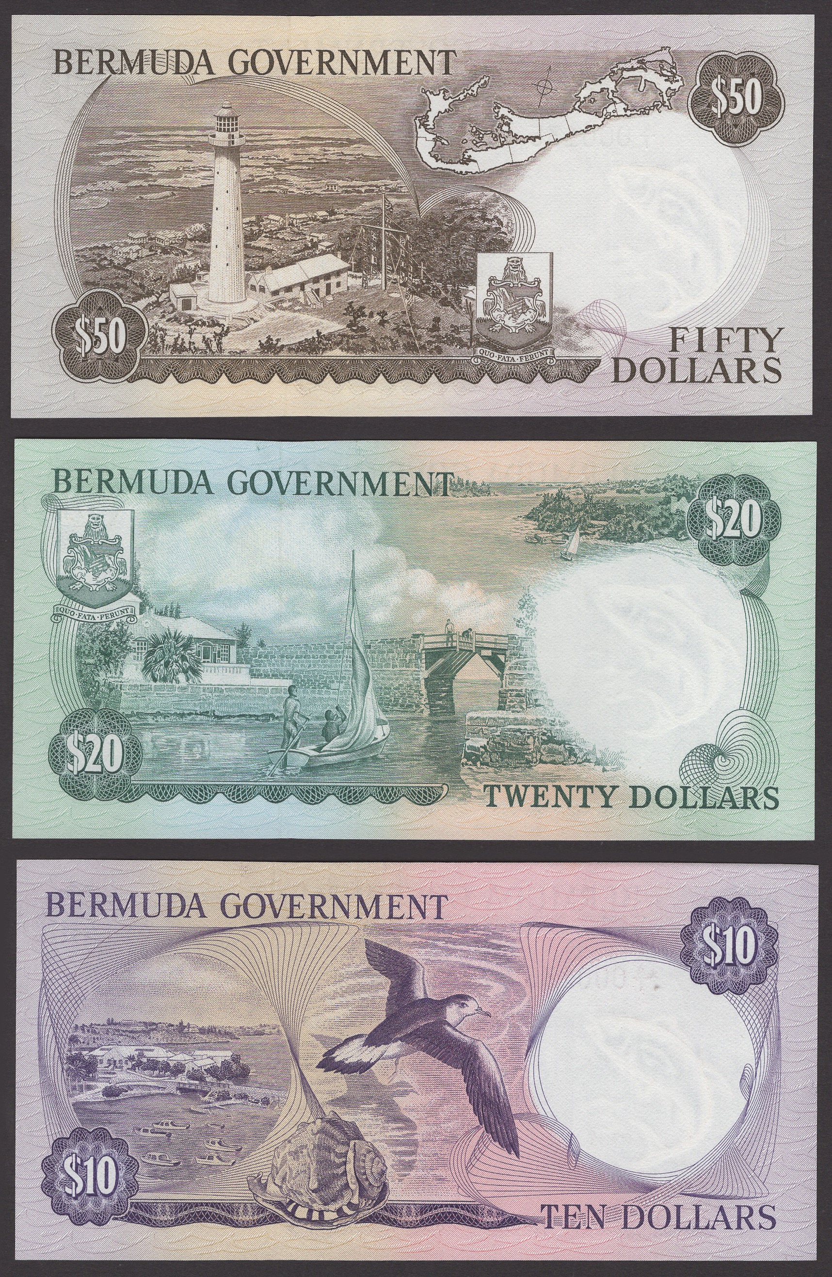 Bermuda Government, a set comprising $1, $5, $10, $20 and $50, 6 February 1970, all serial... - Image 2 of 4