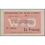 Prisoner of War Camps, France, 2 1/2 Francs, ND (1944-45), serial number 006949, handstamp...