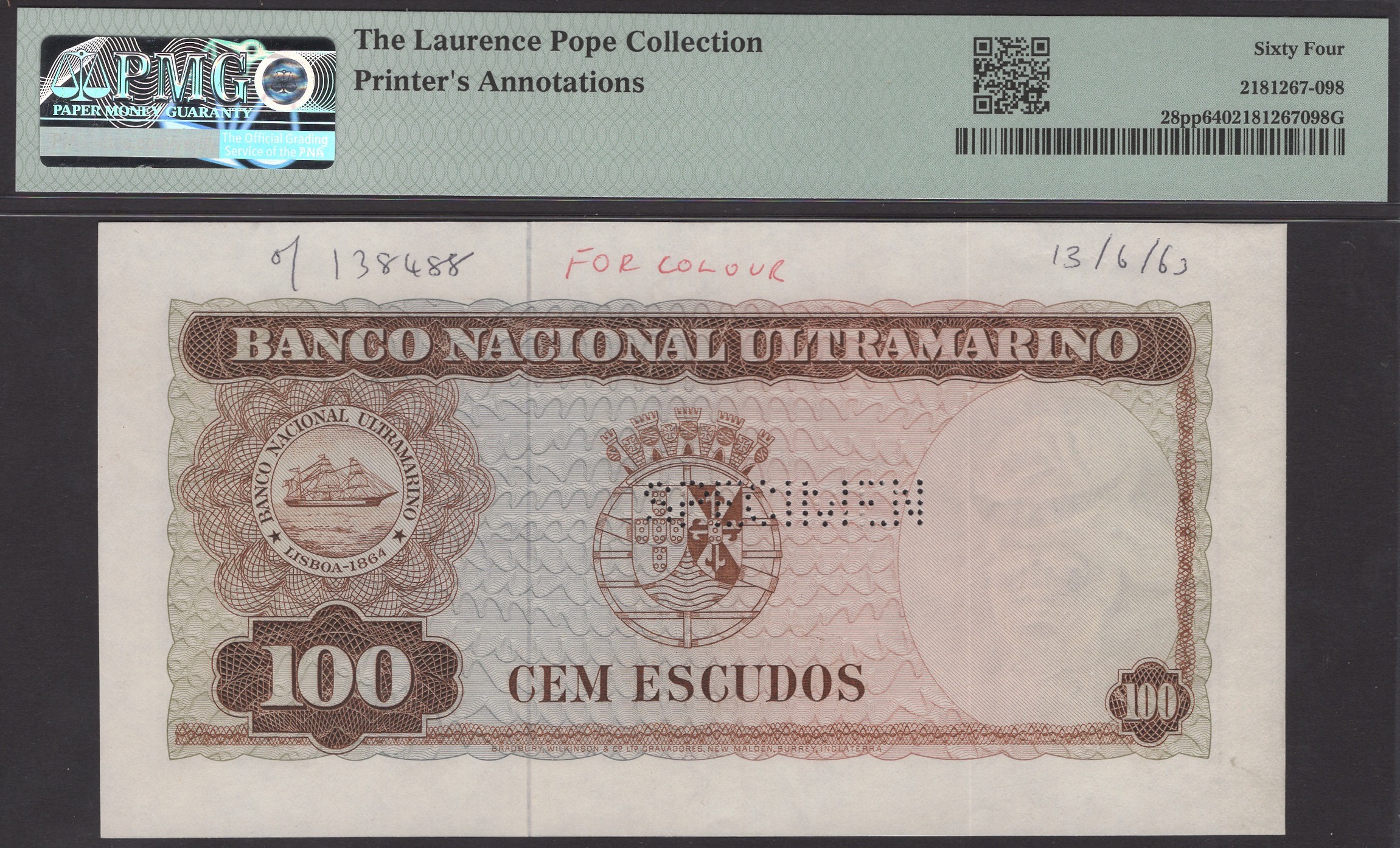 Banco Nacional Ultramarino, Timor, proofs for 100 Escudos (3), ND (1963), comprising two... - Image 4 of 4