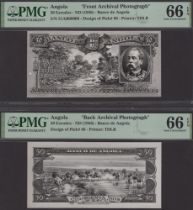 Banco de Angola, obverse and reverse monochrome photographs showing unadopted designs for a...