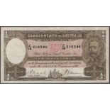 Commonwealth of Australia, 10 Shillings, ND (1934), serial number C/14 216946, Riddle and...