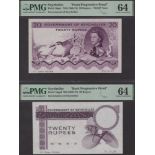 Government of Seychelles, obverse and reverse uniface die proofs for 20 Rupees, ND...