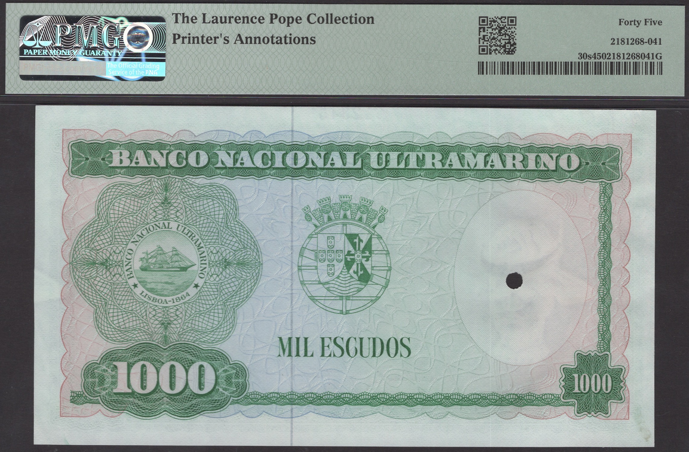 Banco Nacional Ultramarino, Timor, printers archival specimens 1000 Escudos (2), 21 March... - Bild 4 aus 4