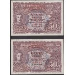 Board of Commissioners of Currency Malaya, 50 Cents (2), 1 July 1941, serial numbers A/25...