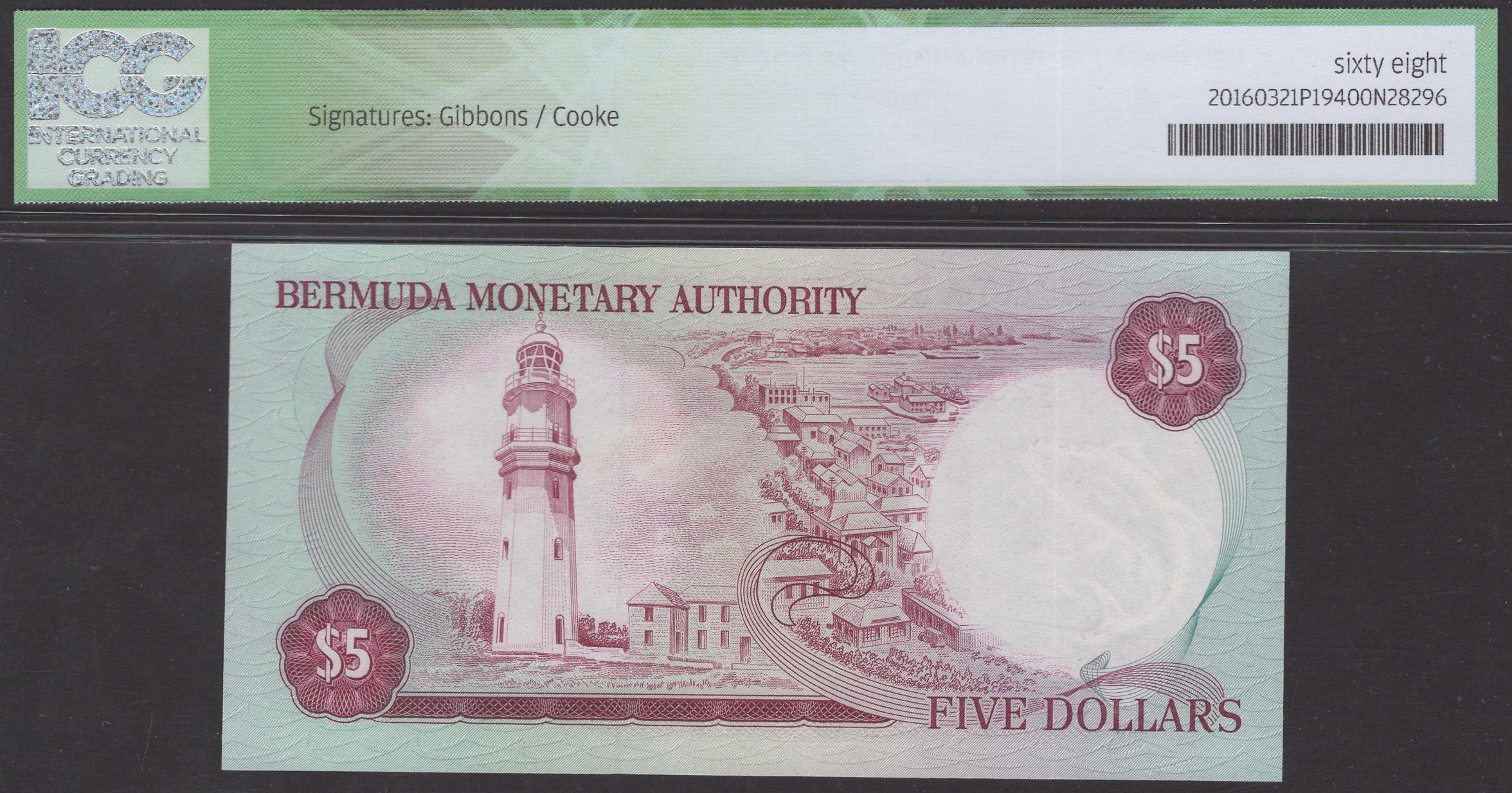 Bermuda Monetary Authority, $5, 1 January 1986, serial number A/2 200018, Gibbons and Cooke... - Bild 2 aus 2