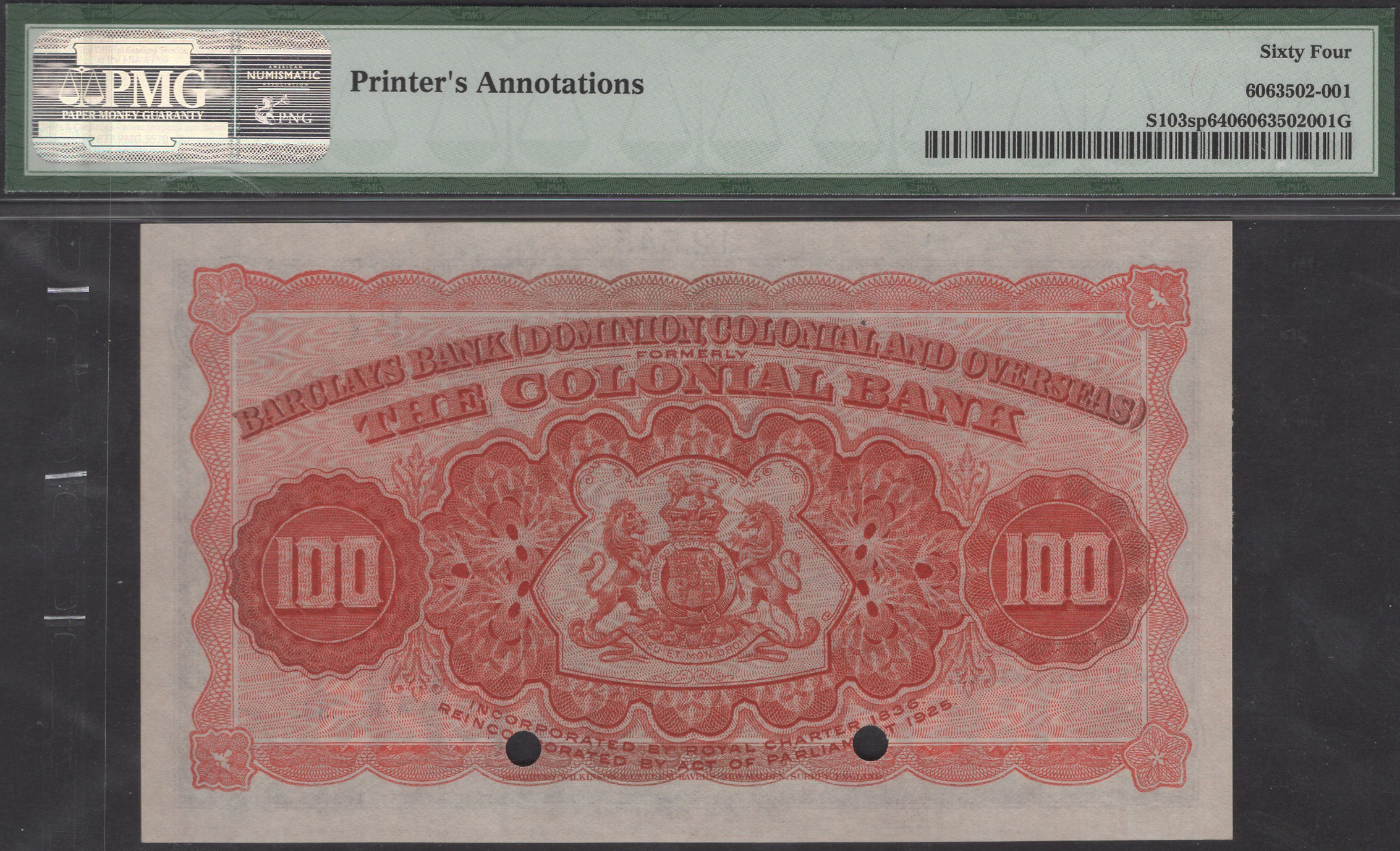 Barclays Bank, (Dominion, Colonial and Overseas), British Guiana, printers archival... - Bild 2 aus 2