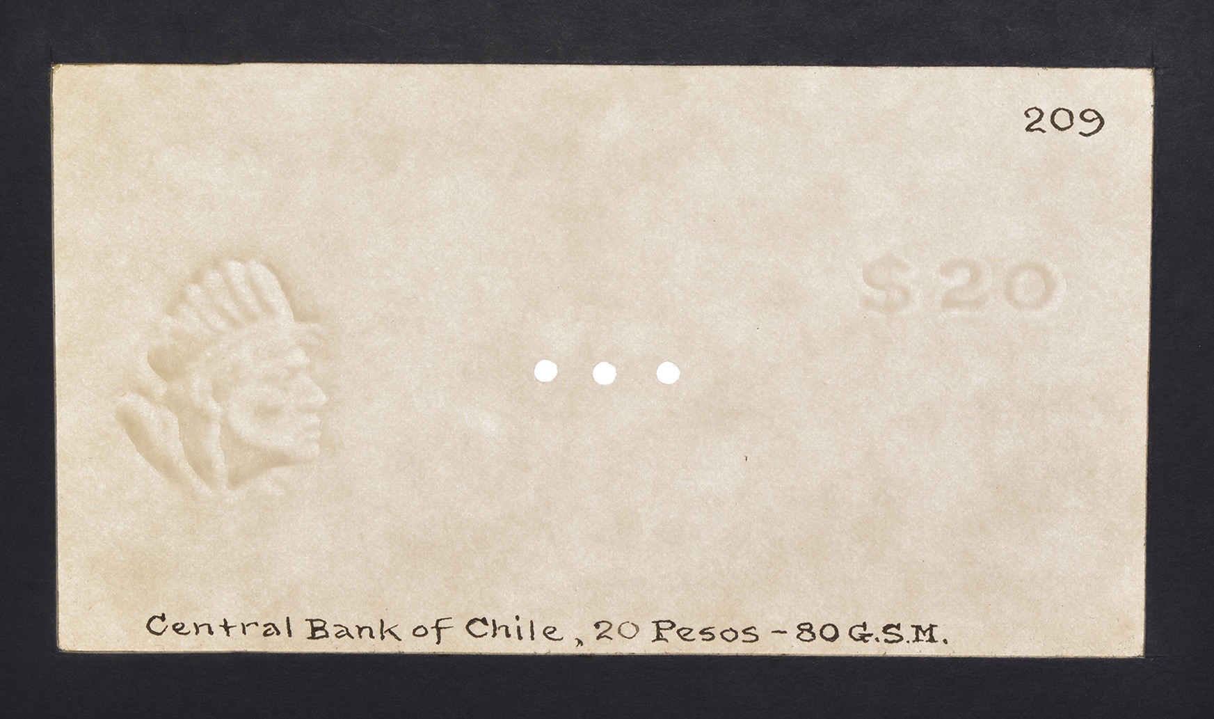 Banco Central de Chile, watermarked paper for the 10 (3) and 20 Pesos (2), issue of... - Bild 4 aus 5