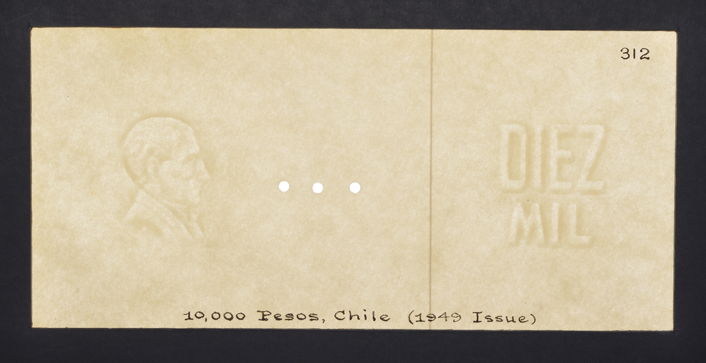 Banco Central de Chile, watermarked paper for the 500, 1000, 5000, and 10000 Pesos, issue... - Image 5 of 5