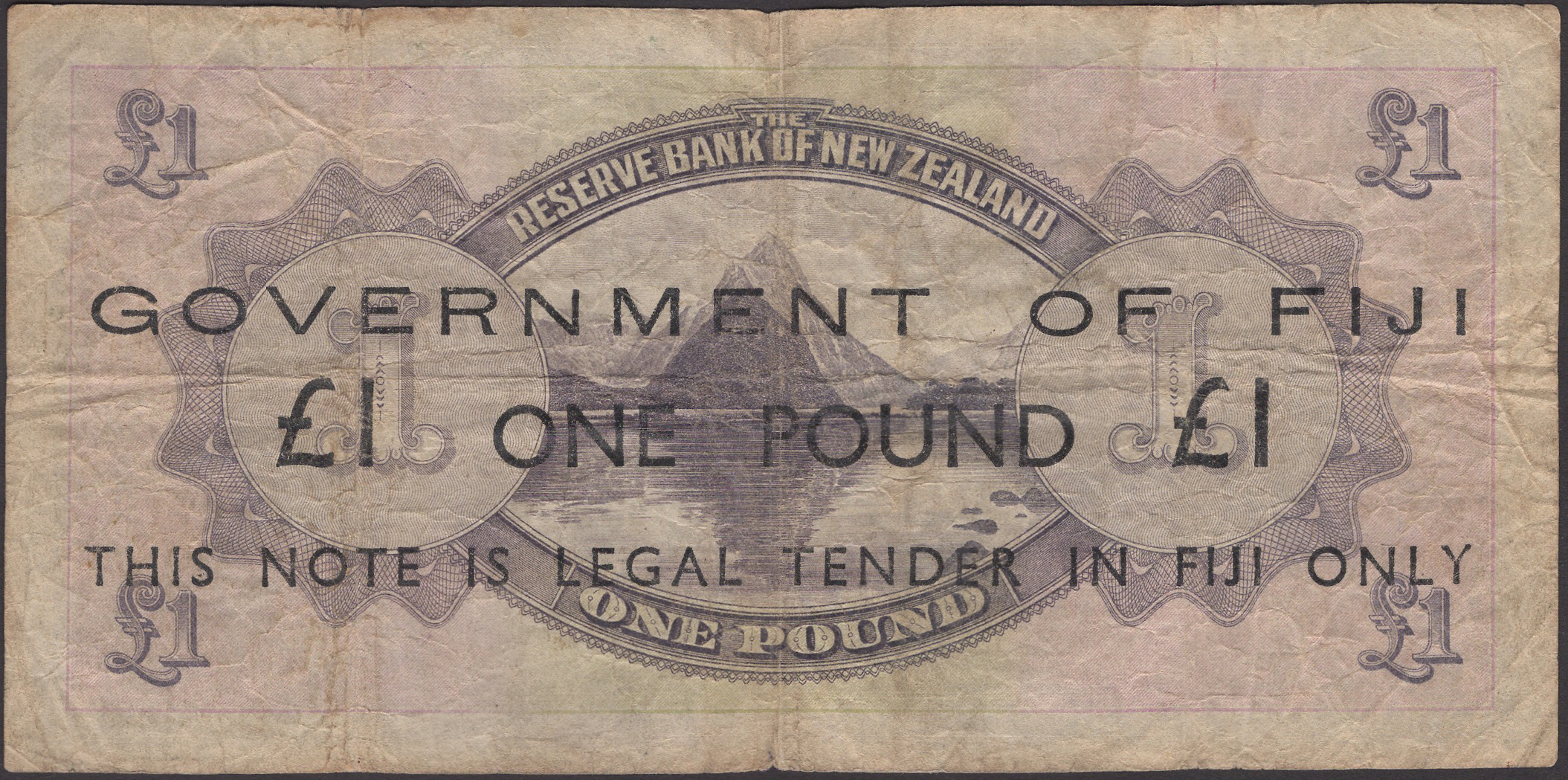 Government of Fiji (on Reserve Bank of New Zealand), Â£1 emergency issue, 1 August 1934... - Bild 2 aus 2