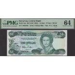 Central Bank of the Bahamas, $1, 1974 (1984), serial number A000081, Allen signature, in...