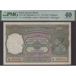 Reserve Bank of India, 100 Rupees, Lahore, ND (1937), serial numbers A/32 697966, Taylor...