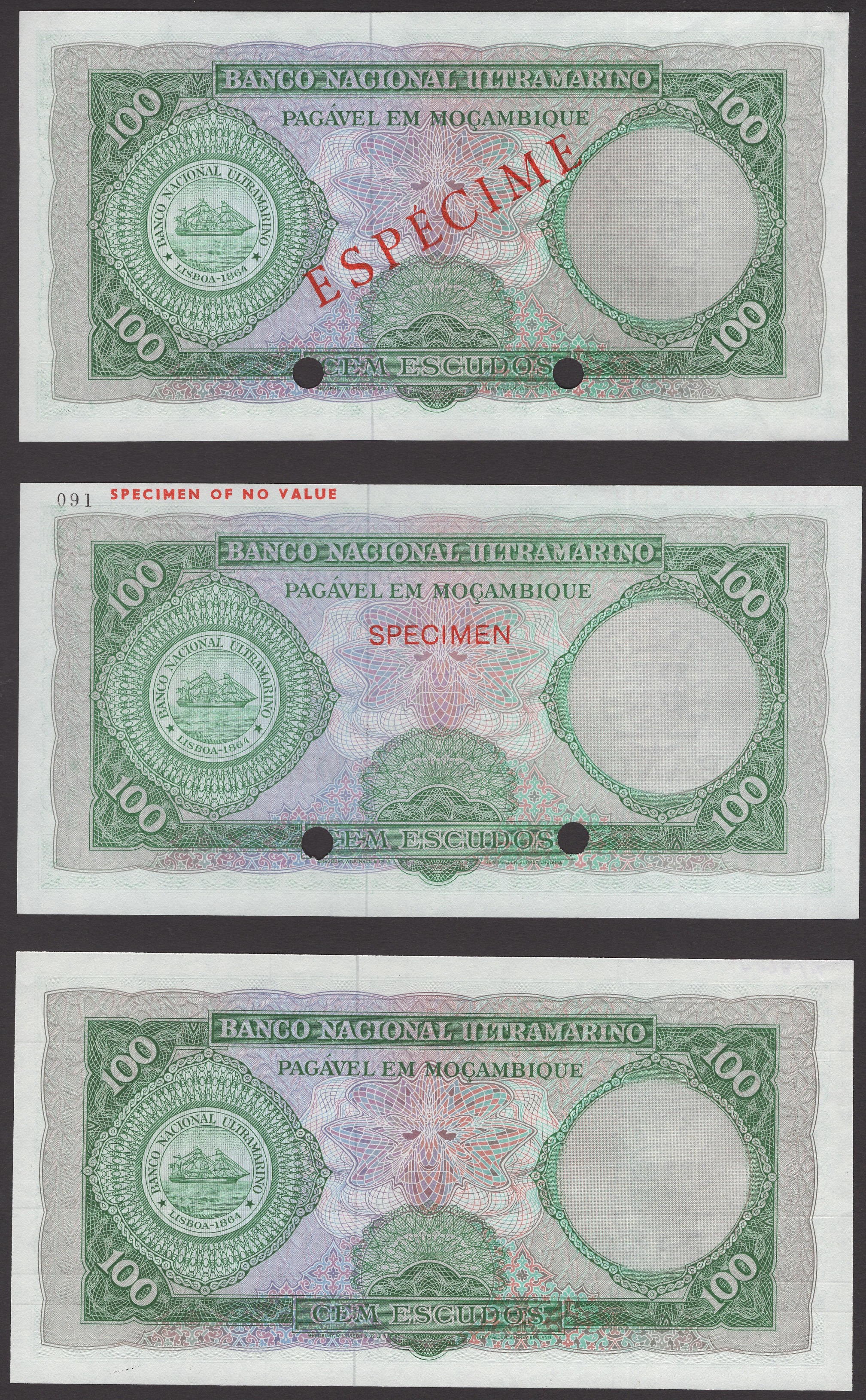 Banco de Mocambique, a remarkable full range of specimens and proofs for the overprinted... - Image 4 of 8