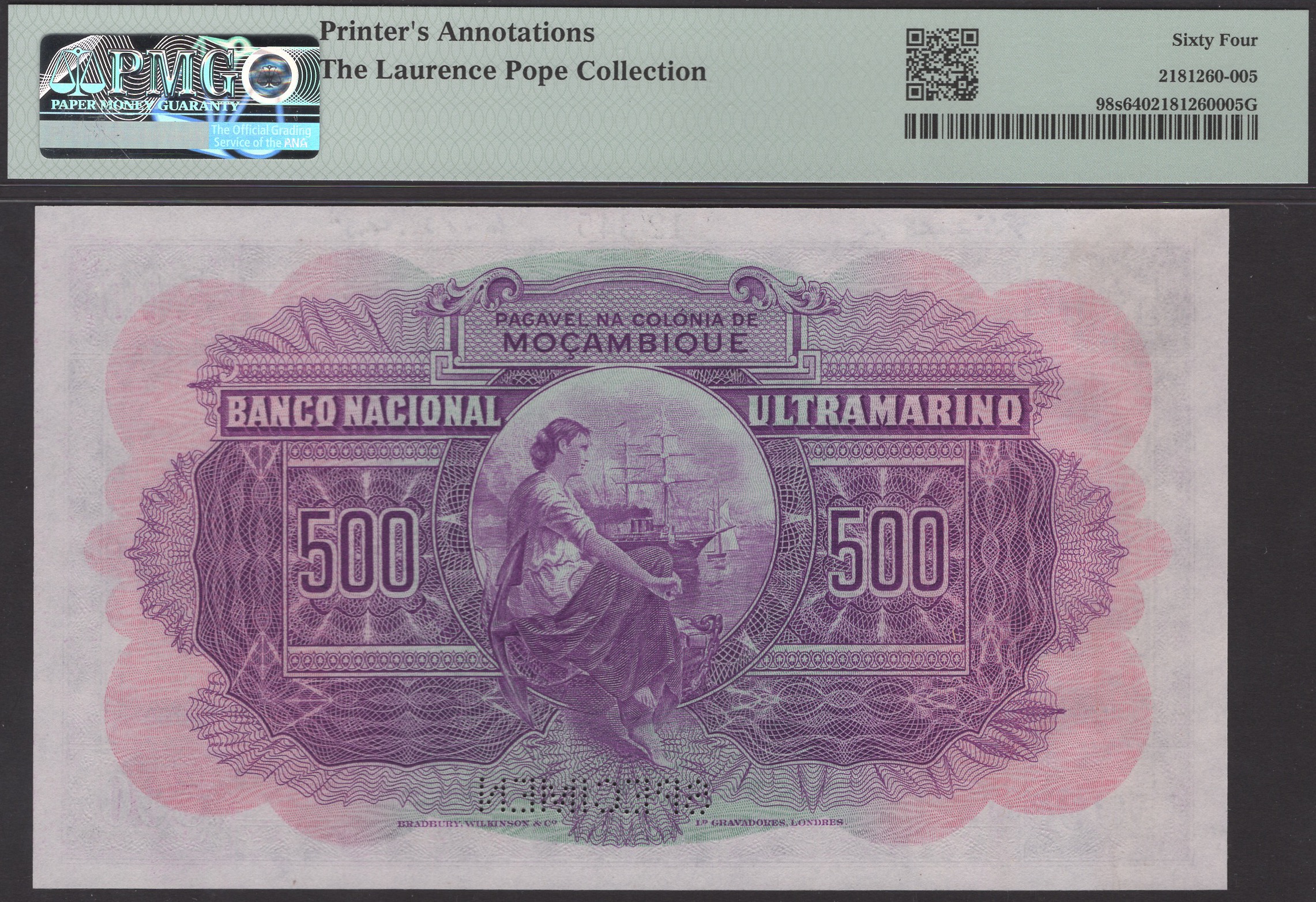 Banco Nacional Ultramarino, Mozambique, printers archival specimens for 500 Escudos (2), 29... - Image 2 of 4