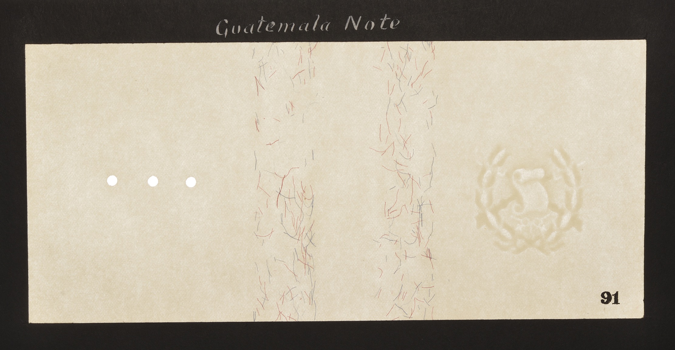 Banco Central de Guatemala, watermarked papers (3) as used on the series of 1926 and 1928,... - Image 3 of 3