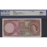 Government of Fiji, 10 Shillings, 1 September 1964, serial number C/7 39307, Richie,...