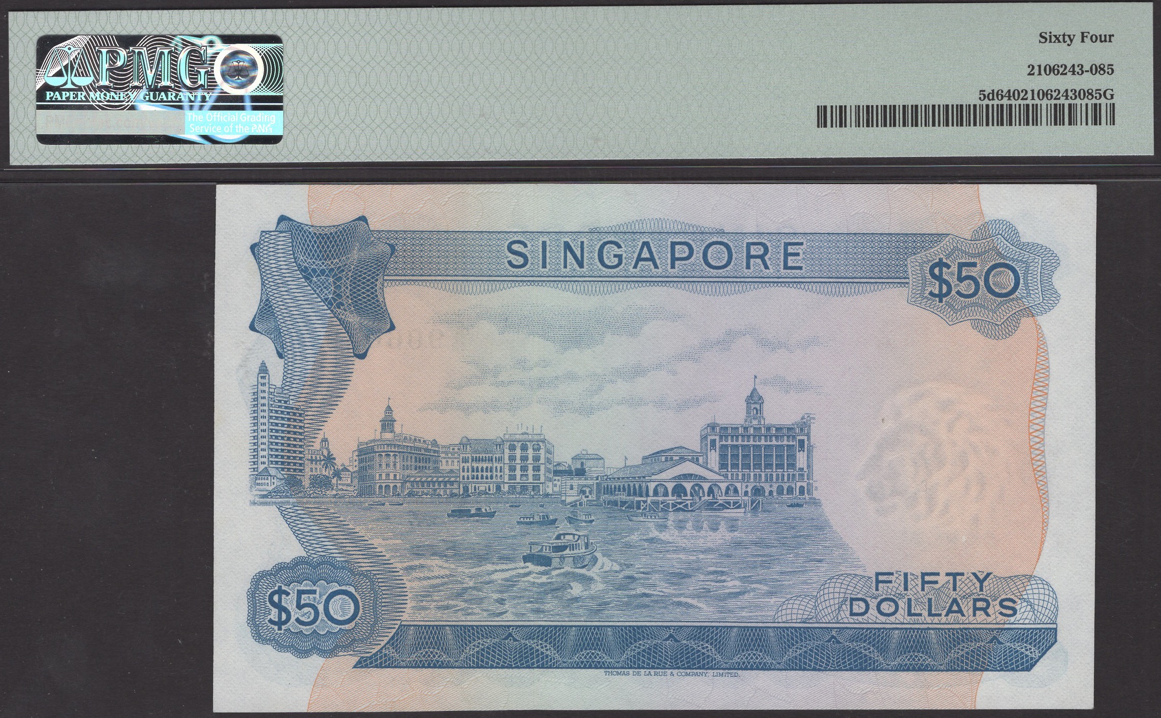 Board of Commissioners of Currency, Singapore, $50, ND (1973), serial number A/38 906059,... - Image 2 of 2