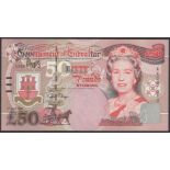 Government of Gibraltar, Â£50, 1 July 1995, serial number AA001013, Traynor signature,...