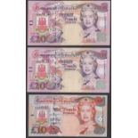 Government of Gibraltar, Â£10 (5), 1 July 1995, prefix AA, Traynor signature, also Â£20...