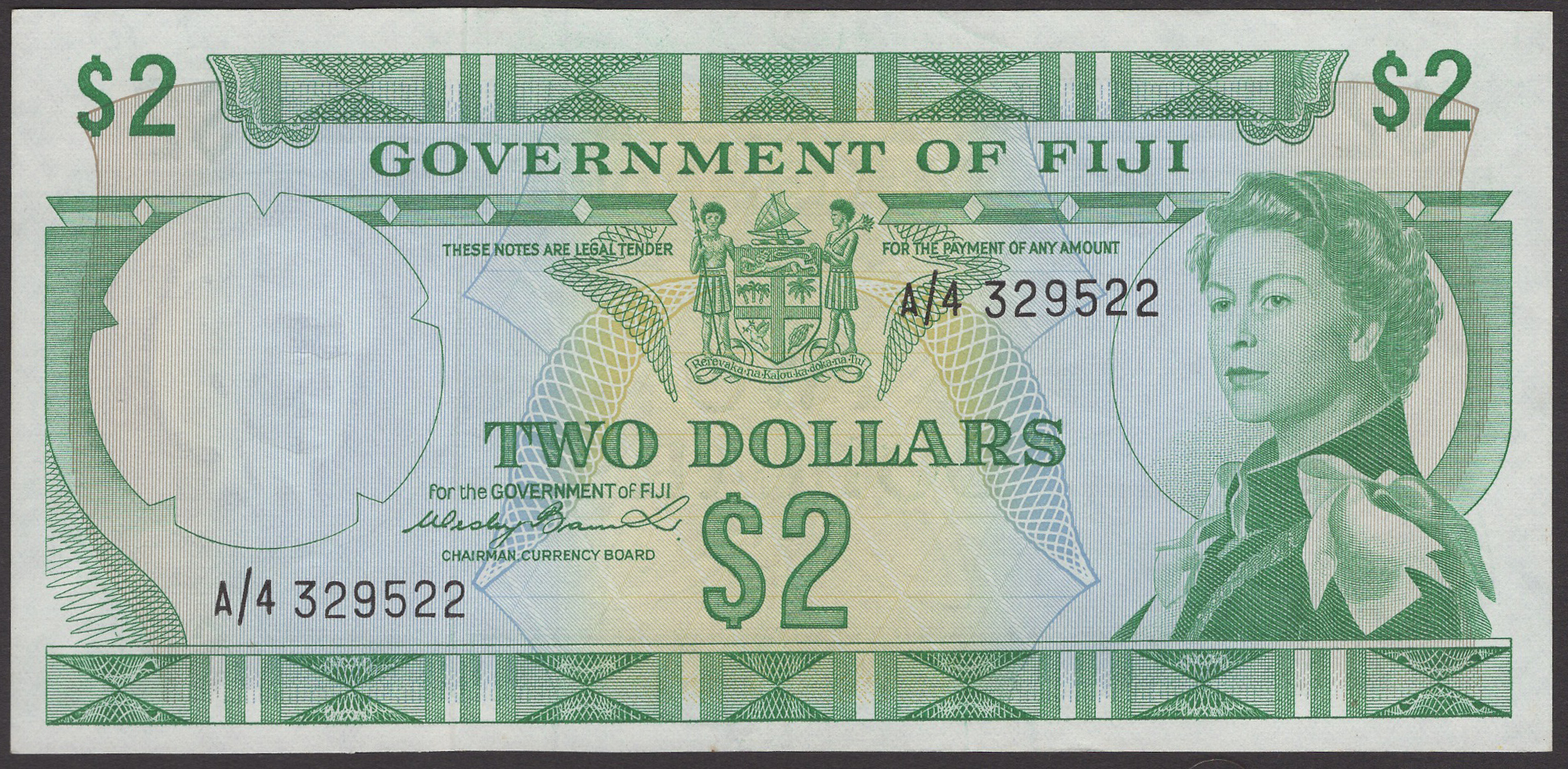 Government of Fiji, 50 Cents, $1, $2 and $5, ND (1971), prefixes A/3, A/3, A/4 and A/1,... - Image 3 of 4