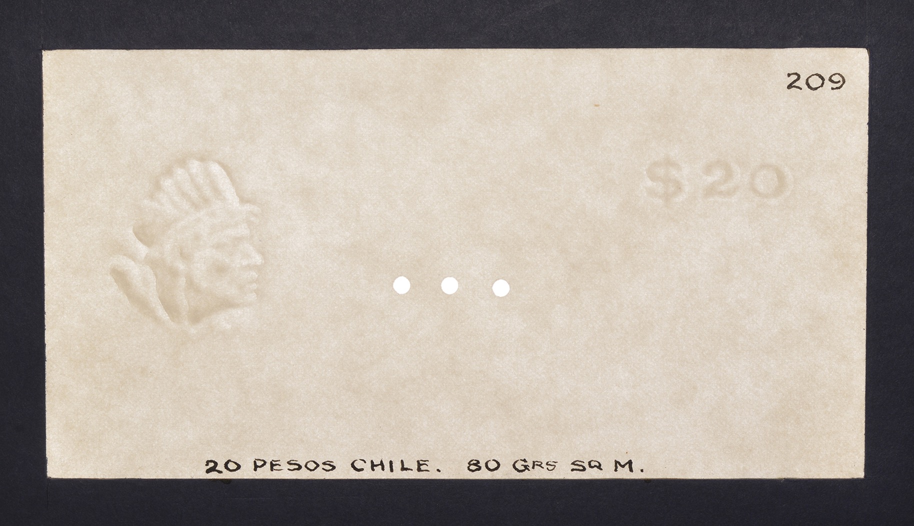 Banco Central de Chile, watermarked paper for the 10 (3) and 20 Pesos (2), issue of... - Image 5 of 5