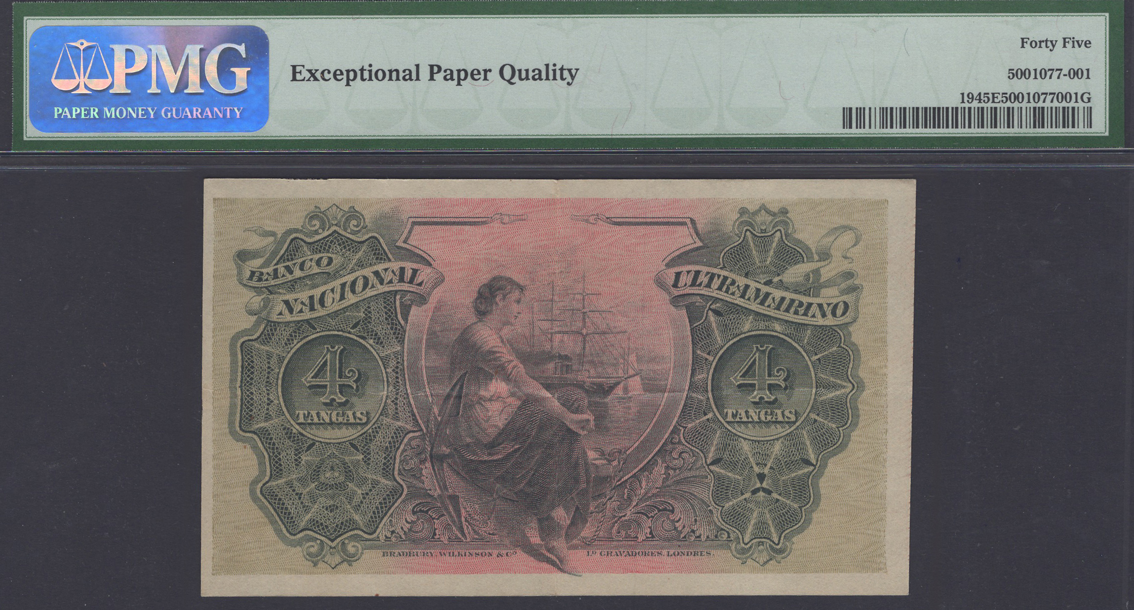 Banco Nacional Ultramarino, Portuguese India, 4 Tangas, 1 October 1917, serial number... - Image 2 of 2