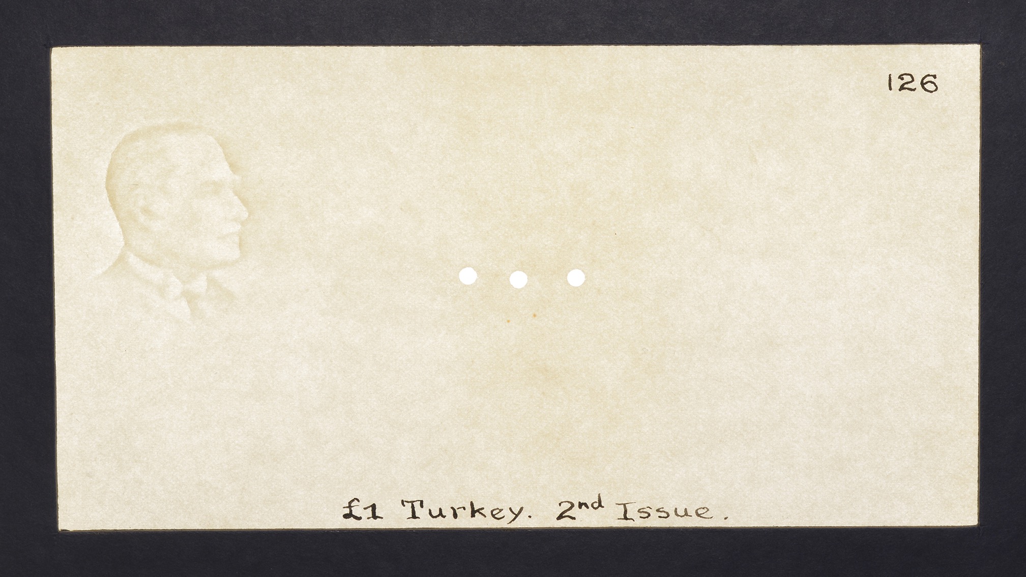 Ministry of Finance, Turkey, watermarked paper (2) as used on the 1, 5 and 10 Livres of... - Bild 2 aus 2