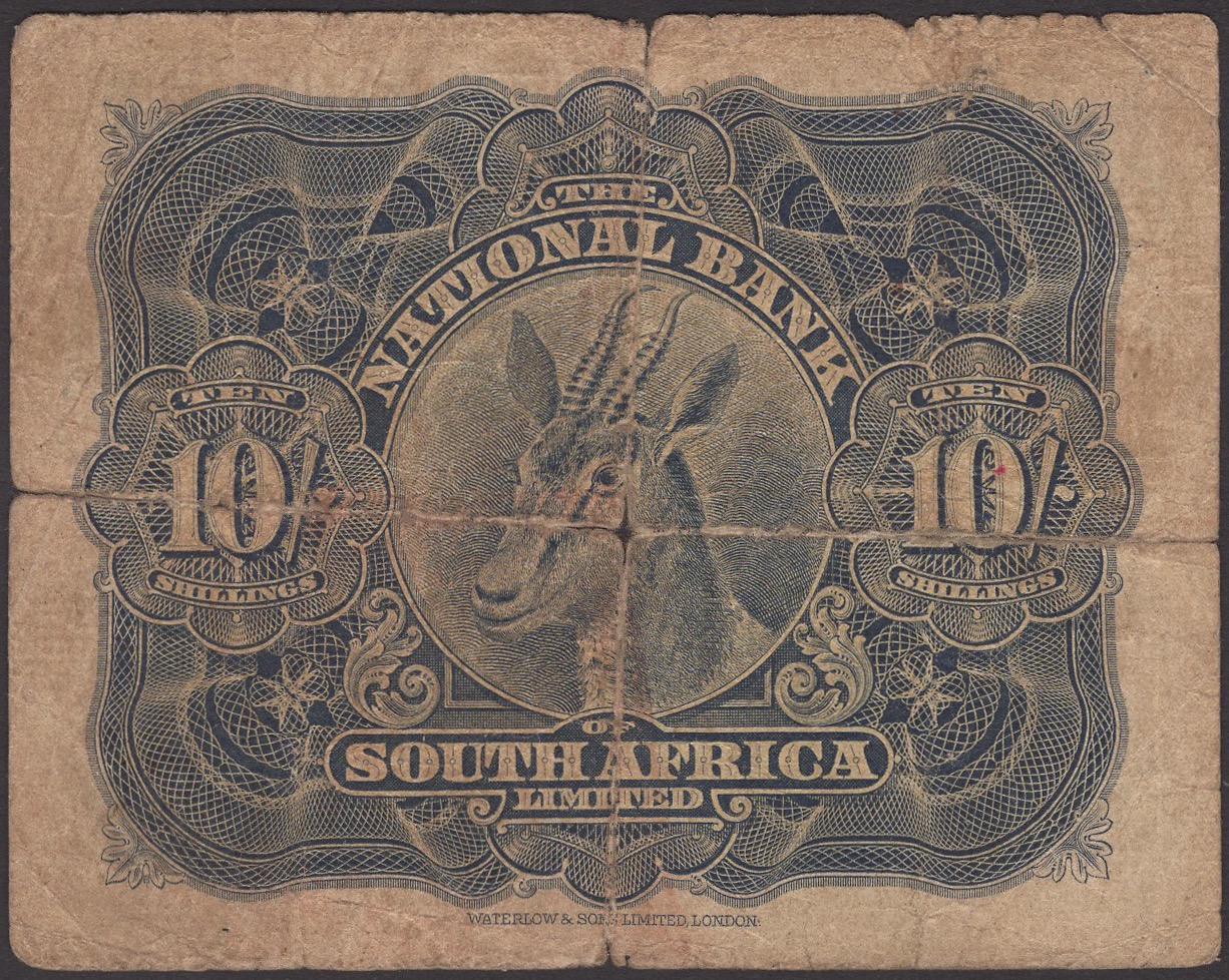 National Bank of South Africa, Rhodesian Issue, 10 Shillings, 1 July 1922, serial number A... - Image 2 of 2