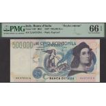 Banca d'Italia, replacement 500000 Lire, 6 May 1997, serial number XA 073470 A, in PMG...