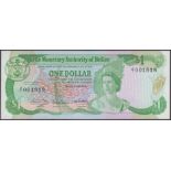 Monetary Authority of Belize, replacement $1, 1 June 1980, serial number Z/1 001818,...