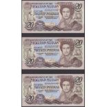 Government of the Falkland Islands, Â£20 (5), 1 October 1984, all prefix A (two...