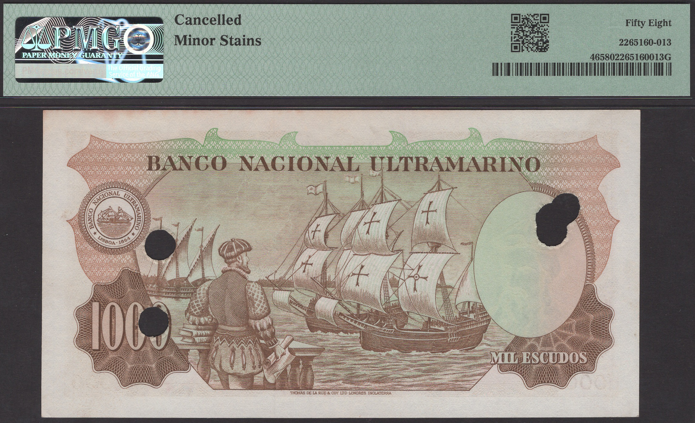 Banco Nacional Ultramarino, Portuguese India, 1000 Escudos, 2 January 1959, serial number... - Image 2 of 2