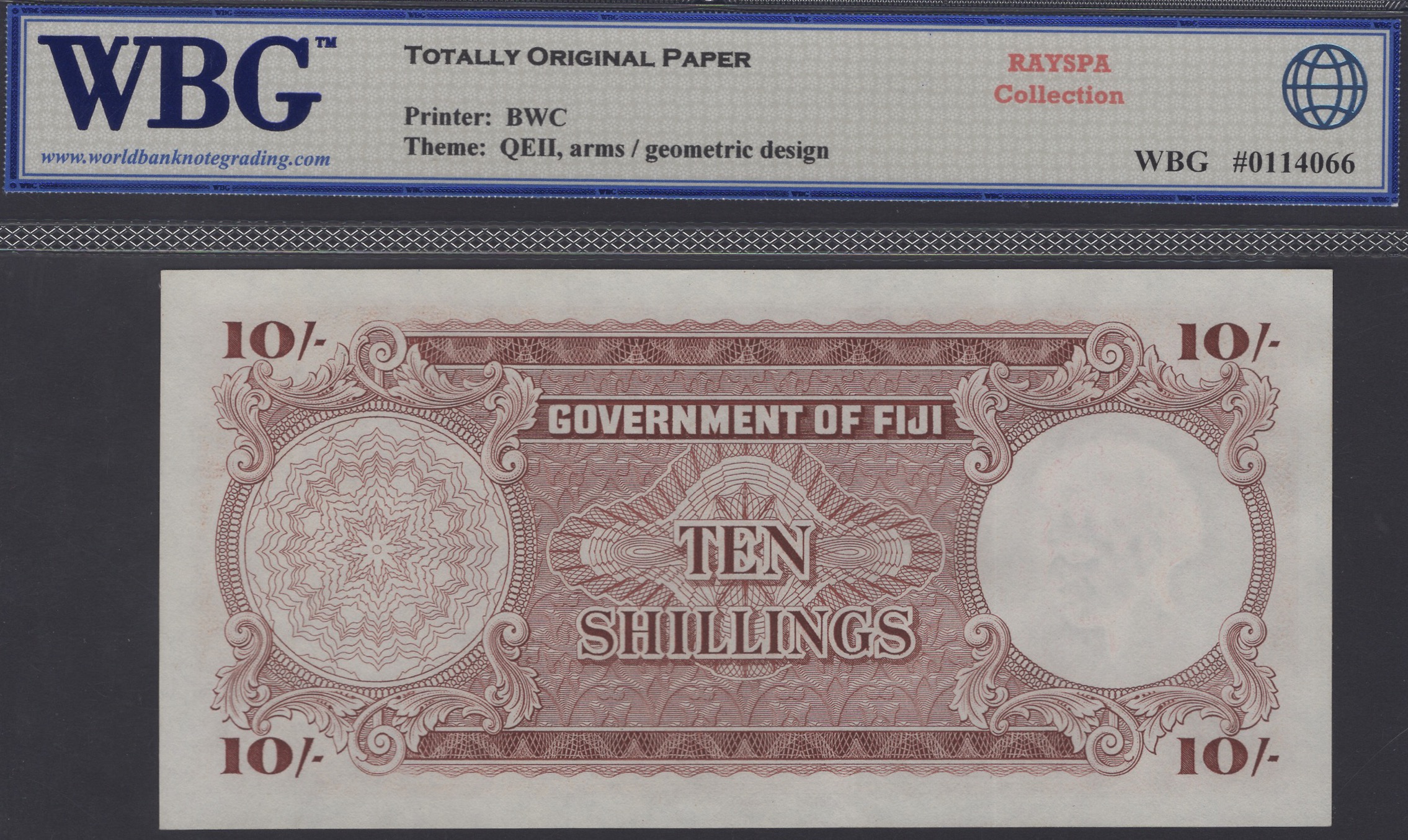 Government of Fiji, 10 Shillings, 1 September 1964, serial number C/7 39307, Richie,... - Image 2 of 2