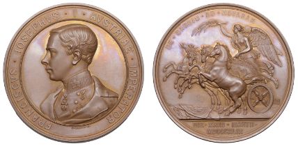 AUSTRIA, Battle of Novara, 1849, a bronze medal by C. Lange, uniformed bust of Franz Joseph...
