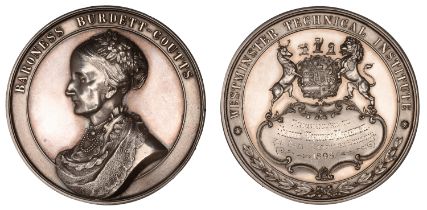Local, LONDON, Westminster Technical Institute, Burdett-Coutts Medal, 1895, a silver award b...